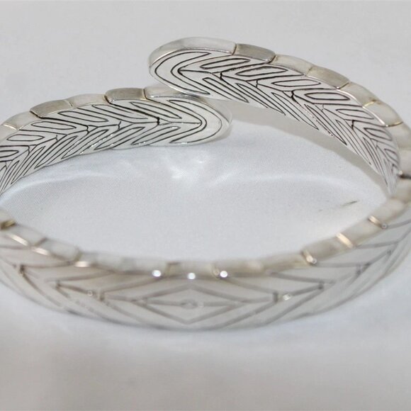 John Hardy Modern Chain Sterling Silver 925 Black Sapphire Bypass Cuff Bracelet - Picture 3 of 13